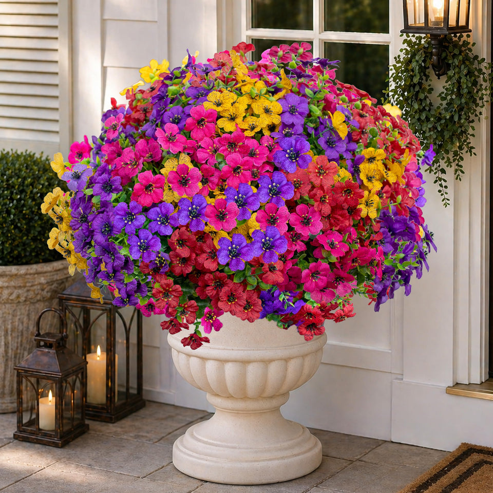 AXYLEX outdoor artificial flowers 16 bundles for curb appeal and maintenance-free beauty