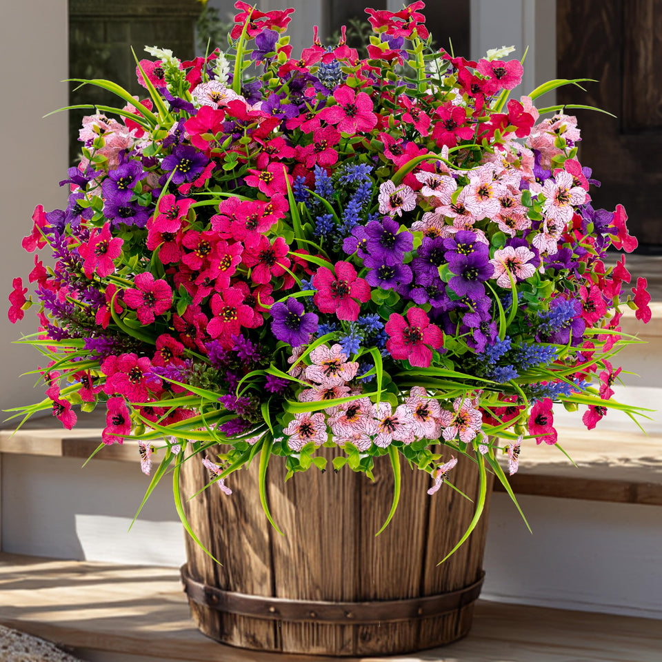 AXYLEX outdoor artificial flowers 16-bundle display for long-lasting greenery.