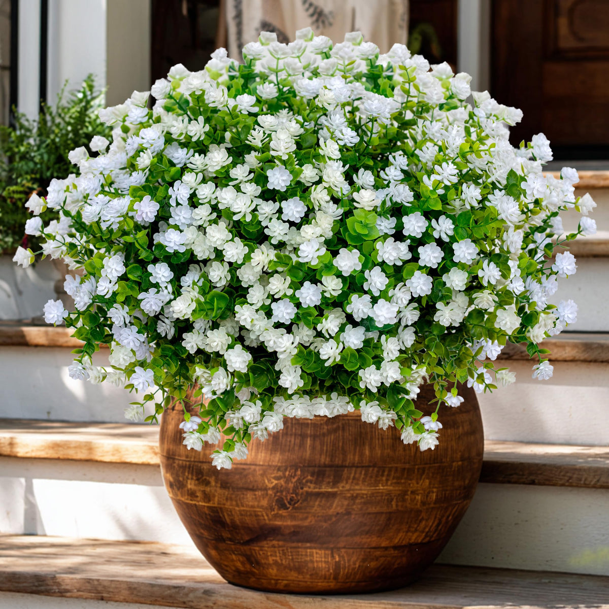 AXYLEX outdoor artificial flowers in white bundles brighten porches without maintenance