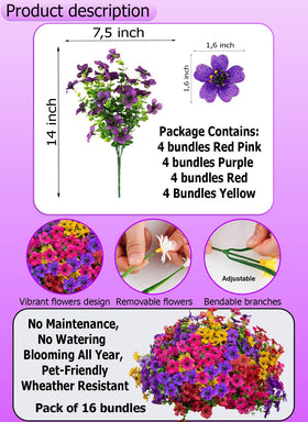 AXYLEX outdoor artificial plants stand 14 inches tall for porches and decks