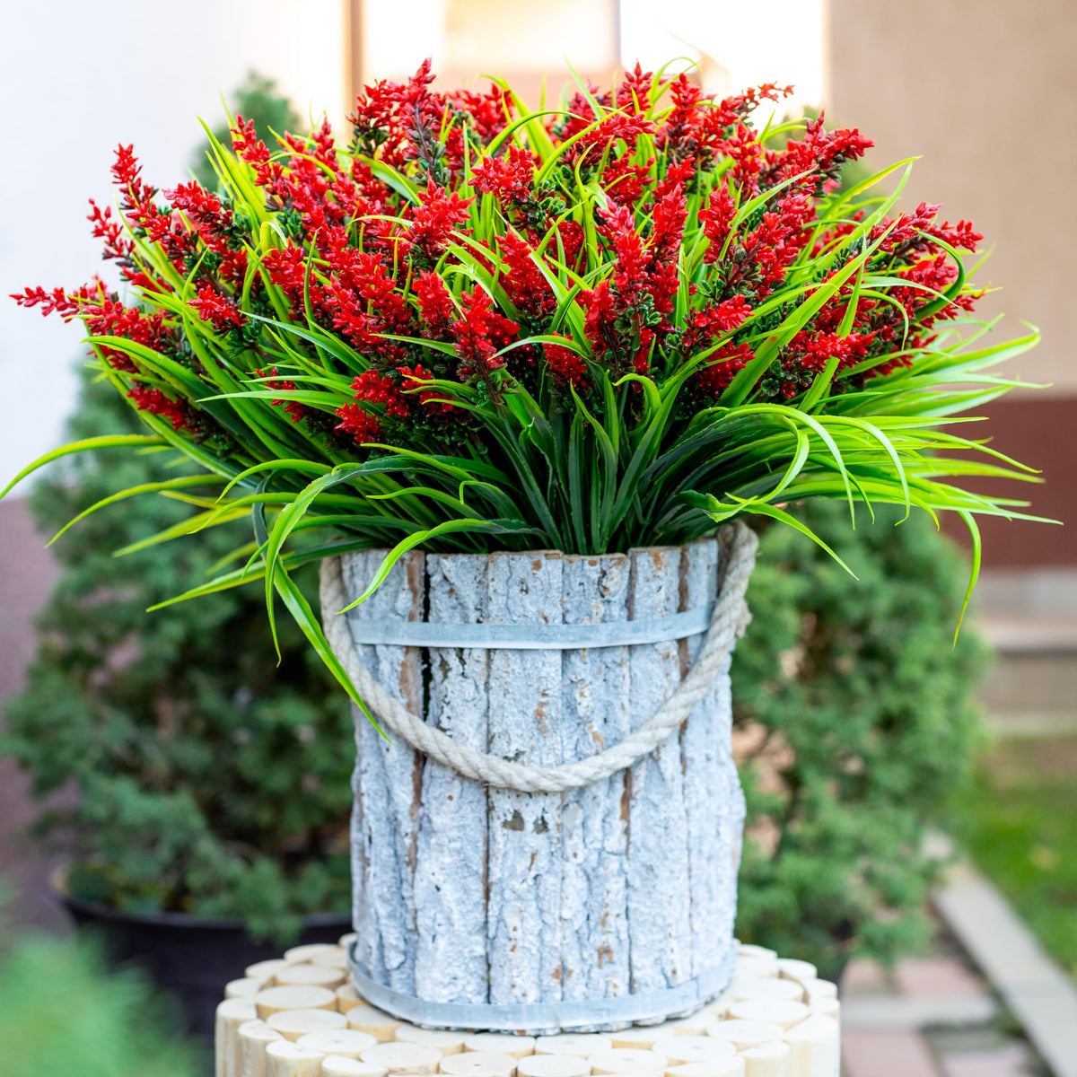 AXYLEX red lavender artificial flowers add color without upkeep.