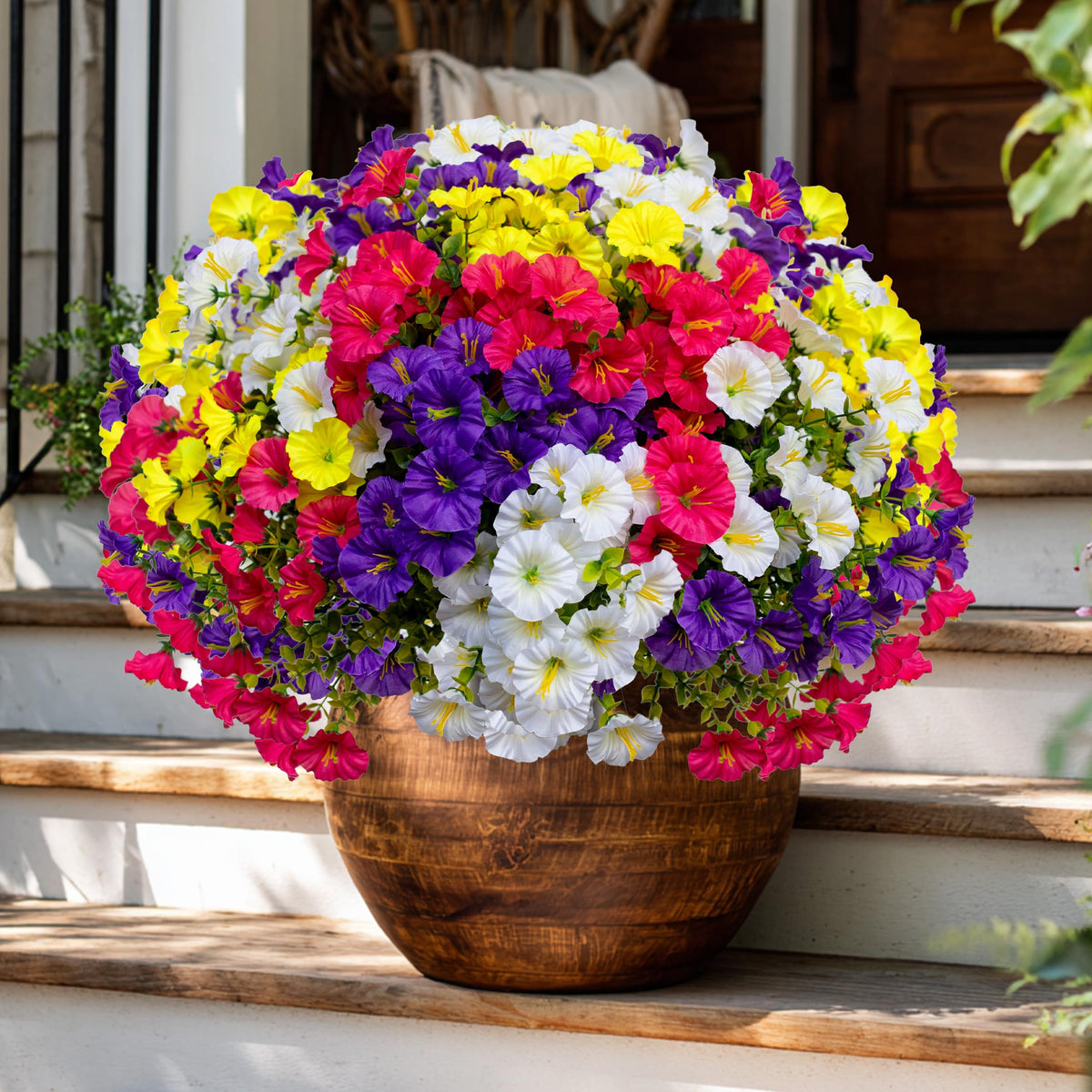 AXYLEX sun-proof flower bundles ideal for front porches and balconies.