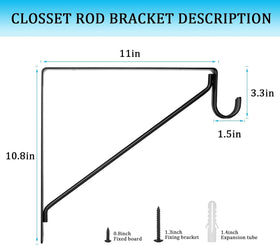AYAYGD 11x11 inch bracket supports rod and shelf for organized closets.