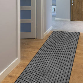 AYOHA Runner Rug 2x6 with gray and black stripe in hallway setting