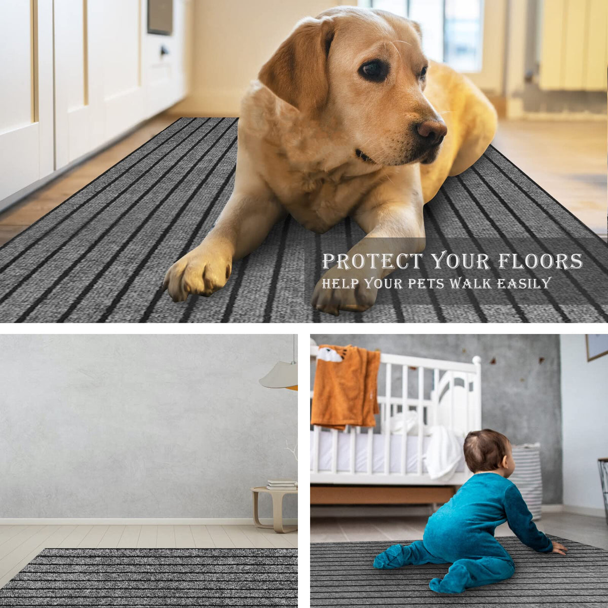 Close-up of easy-clean surface on AYOHA Runner Rug for busy homes