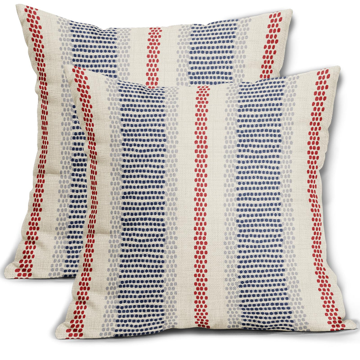 Aytipun blue-red pillow cover with dot-print front in 18x18, ideal for quick room refresh.