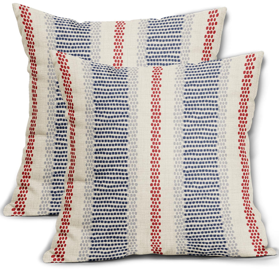 Aytipun blue-red pillow cover with dot-print front in 18x18, ideal for quick room refresh.