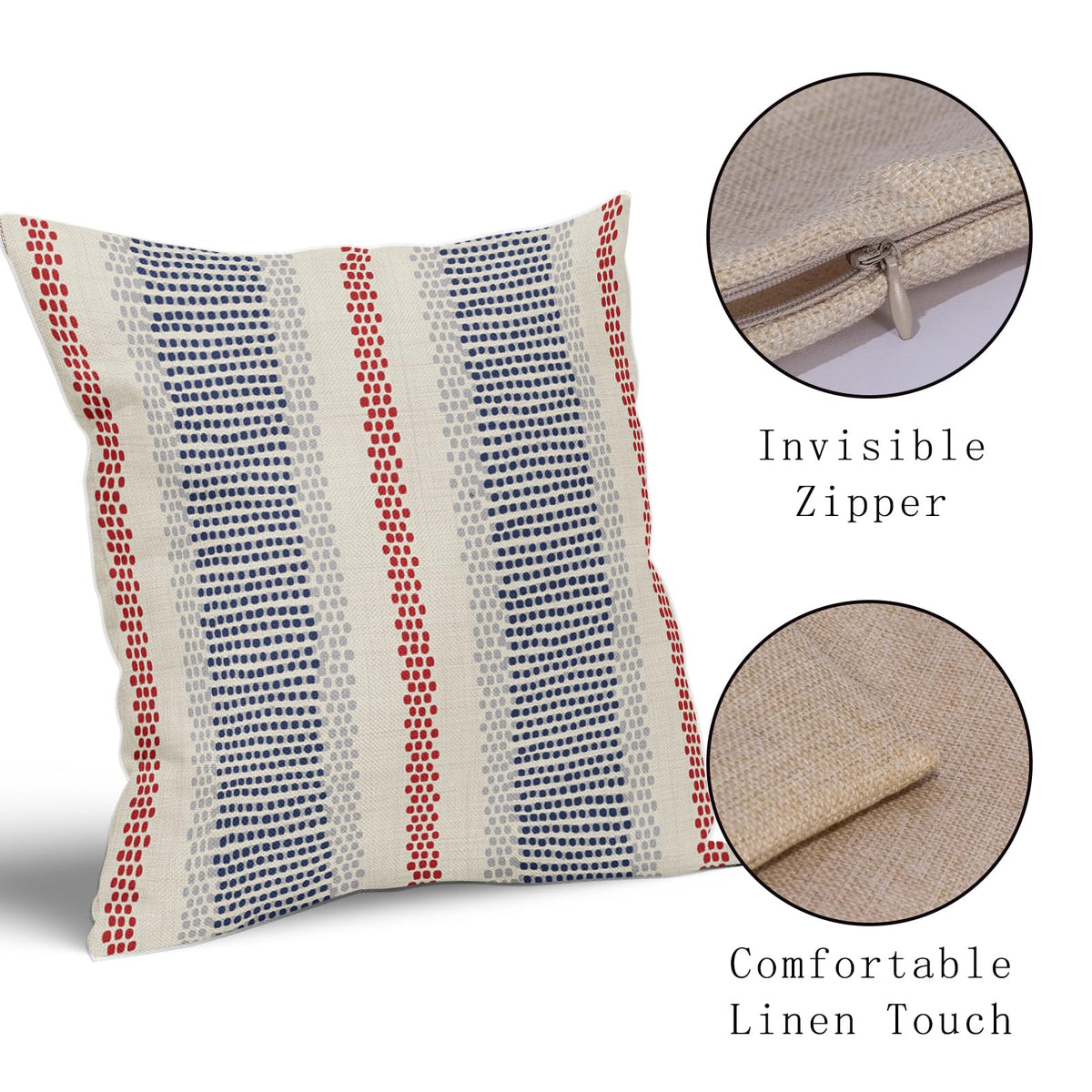 Aytipun 18x18 pillow cover, fading-resistant dot-print fabric, enhances boho or rustic spaces.