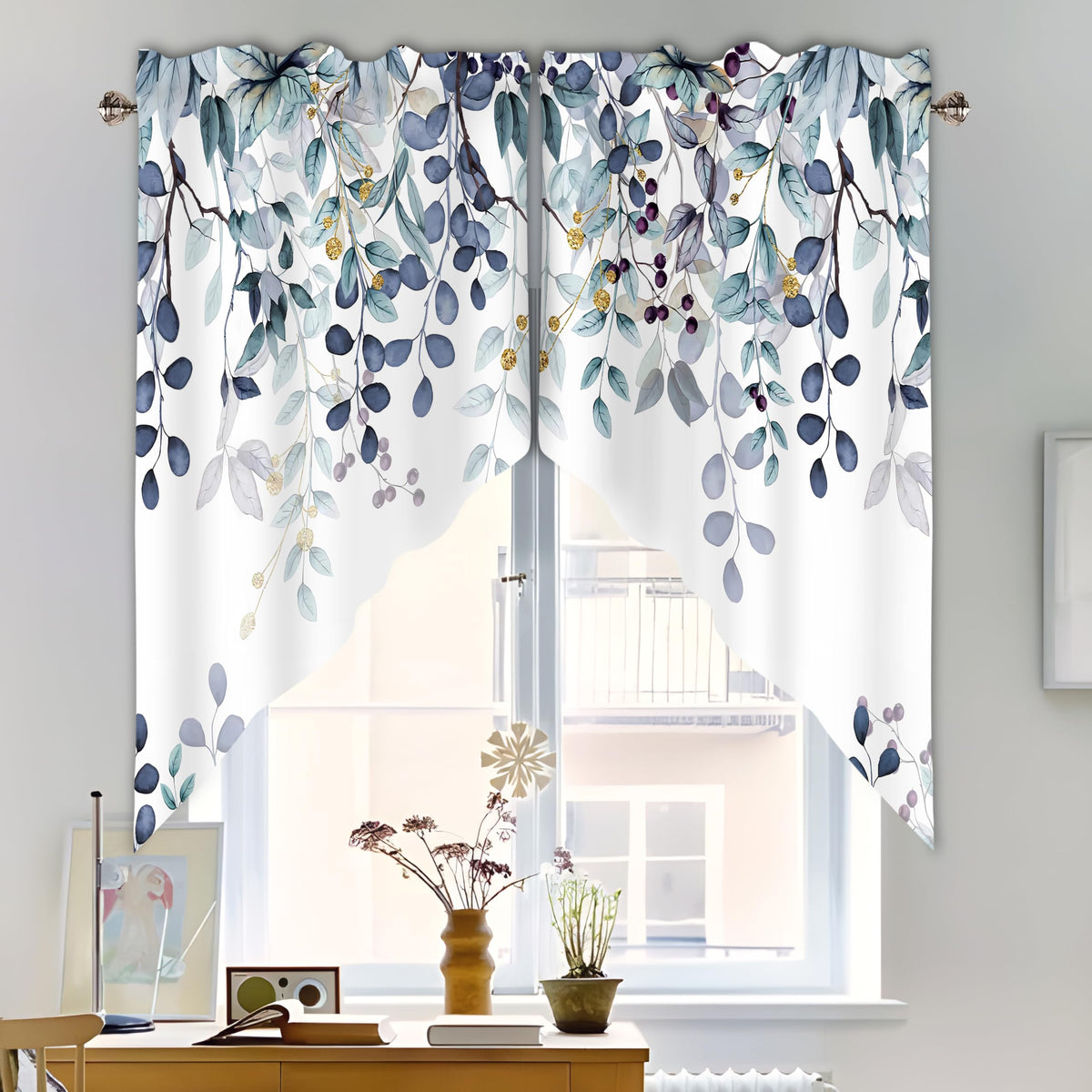 AYTTBIS valance filters light and adds privacy for a bathroom window.