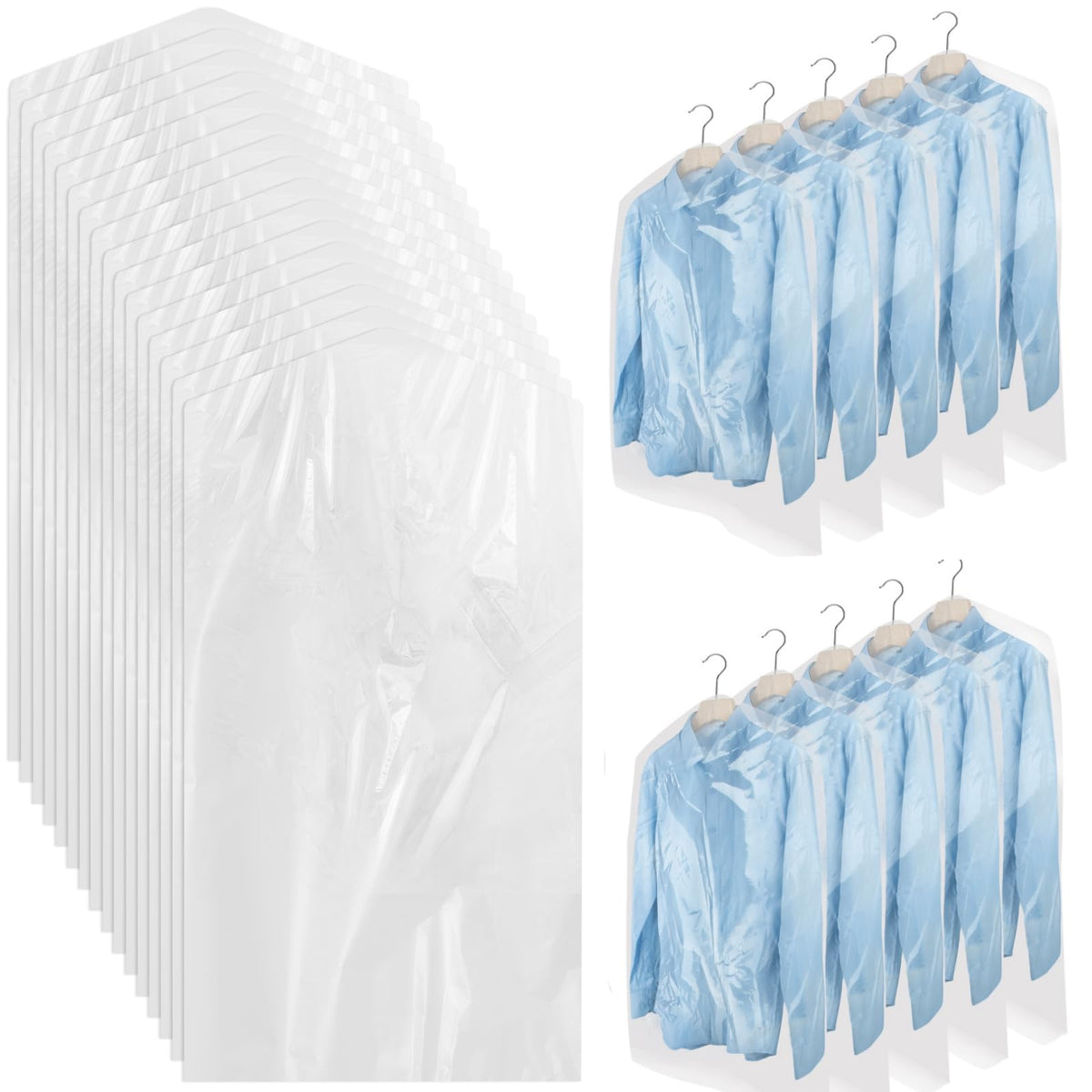 AYZTKUX dry cleaning bags, 100-pack, large 35.4 x 23.6 inches, wardrobe protection.