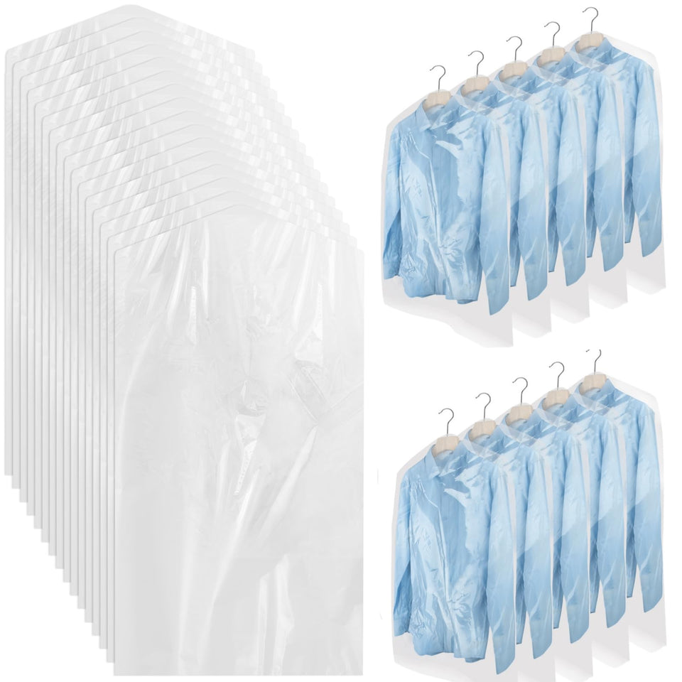 AYZTKUX dry cleaning bags, 100-pack, large 35.4 x 23.6 inches, wardrobe protection.