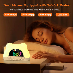 Azyh dual alarms clock offers independent wake times for week structure.