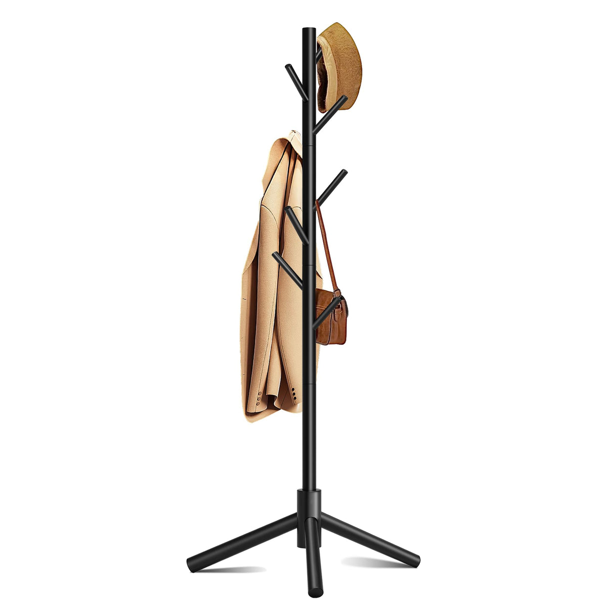 Azaeahom coat rack with eight hooks keeps coats organized and off the floor
