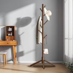 Azaeahom coat rack adjustable height shown at three levels for family-friendly organization.