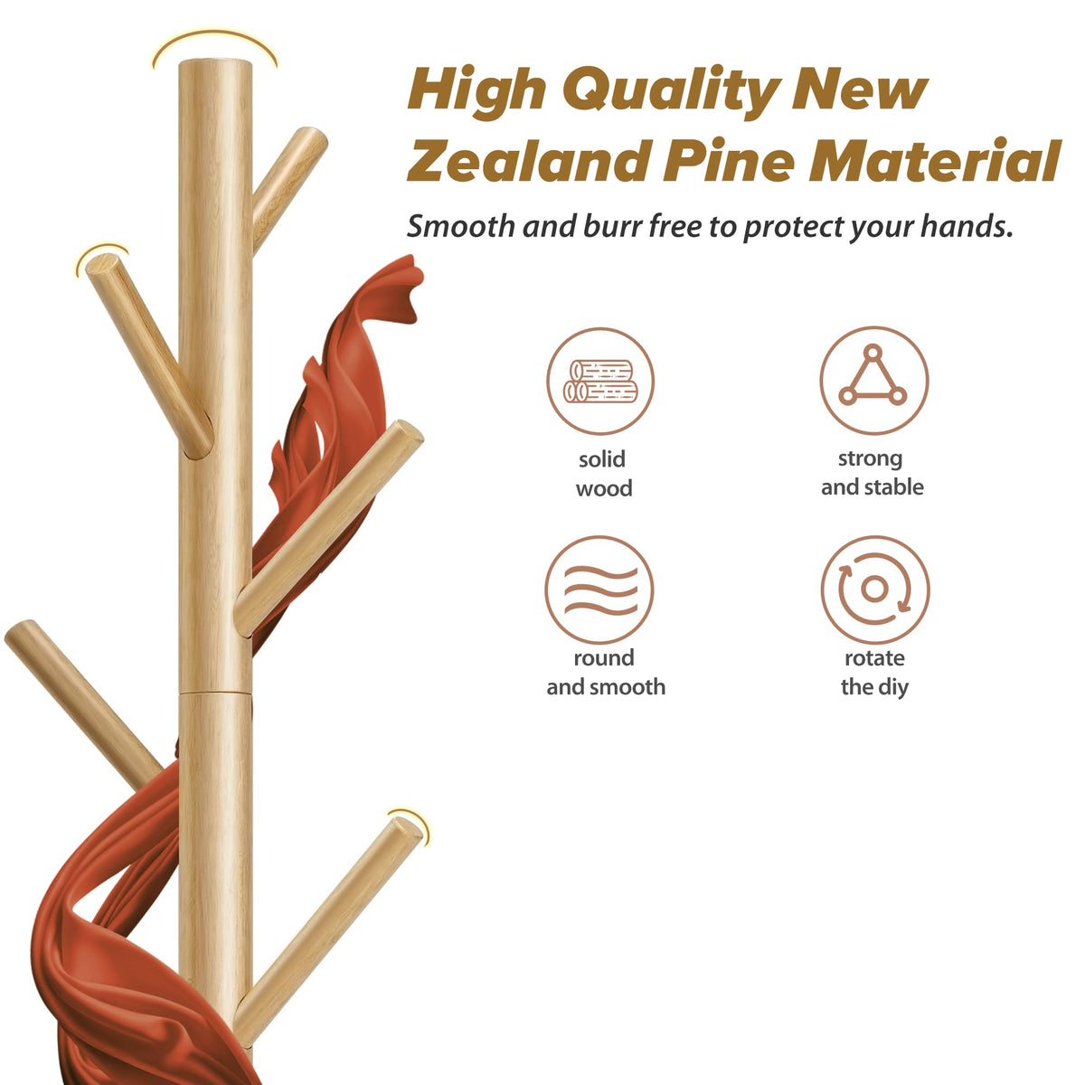 Azaeahom coat rack demonstrating tool-free assembly design.