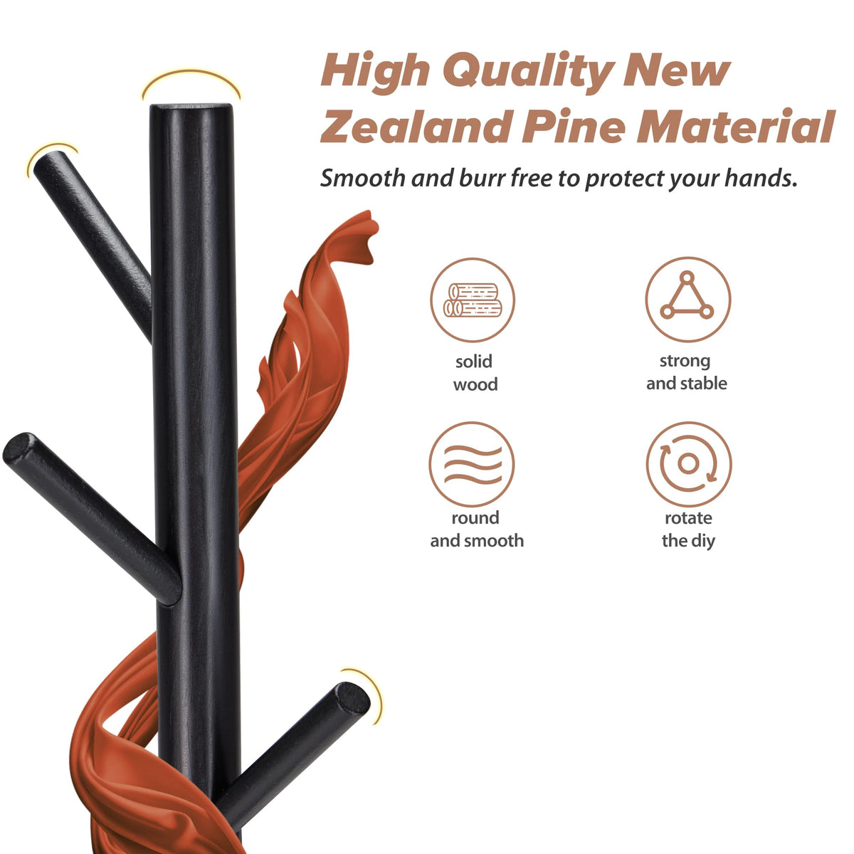 Azaeahom coat rack height-adjustment shown for kids, teens, and adults