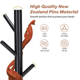 Azaeahom coat rack height-adjustment shown for kids, teens, and adults