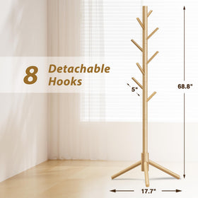 Azaeahom coat rack with a stable triangular base on a wooden floor.