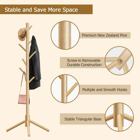 Azaeahom coat rack made from New Zealand pine with a natural wood texture.