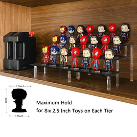 AZEAM 15-3/4-inch clear tiers create a stable multi-layer display for figures.
