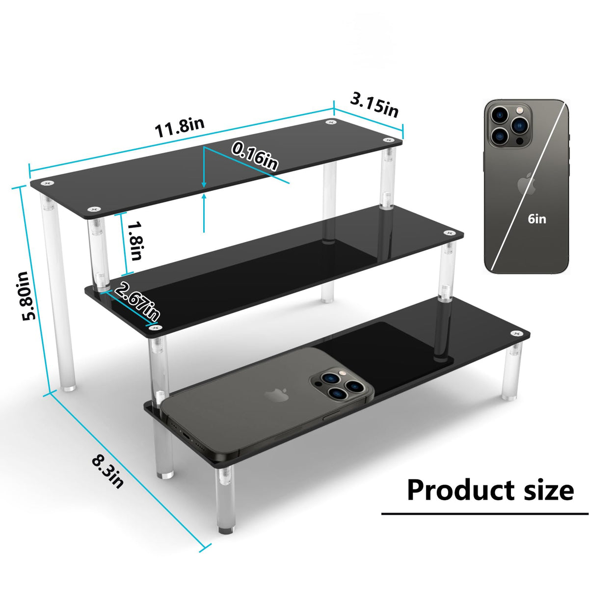 AZEAM display riser supports small figures for tidy shelving.