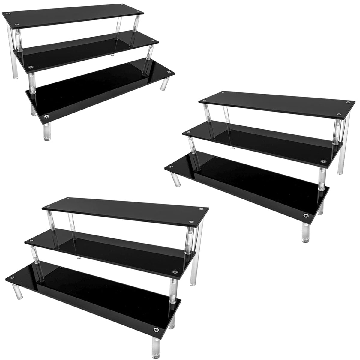 AZEAM acrylic riser in black showcasing cupcakes on a stylish countertop.