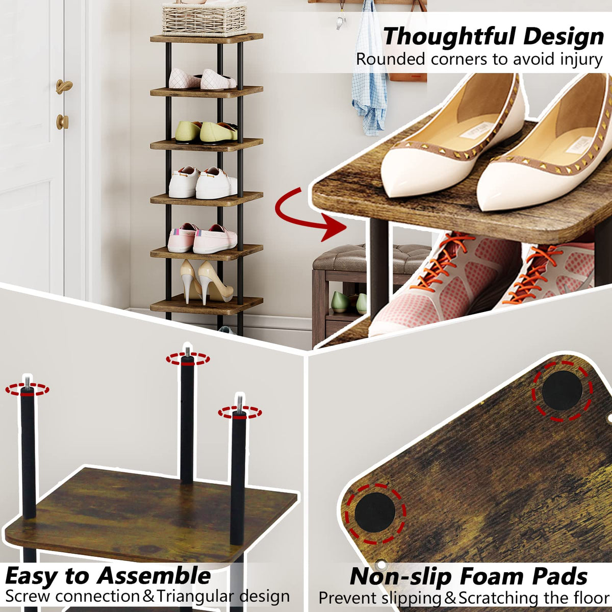 AZERPIAN easy-assembly shoe rack with included parts for fast setup.