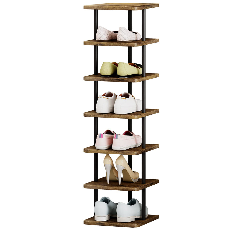 AZERPIAN 7-tier vertical shoe rack keeps footwear organized and accessible.