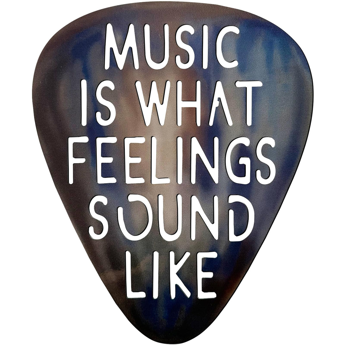 AZEZO metal guitar pick décor with guitar-pick silhouette enhances music room ambiance