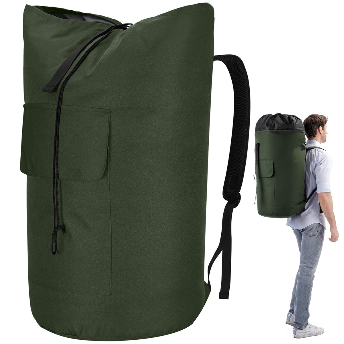 Azhido backpack laundry bag with extended top for oversized loads in dorms.