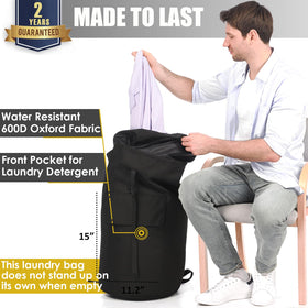 Ãzhido heavy-duty laundry bag with padded shoulder straps for comfortable carry during dorm chores.