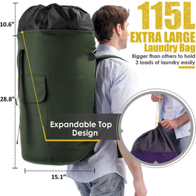 Azhido backpack laundry bag padded shoulder straps provide comfortable carry.