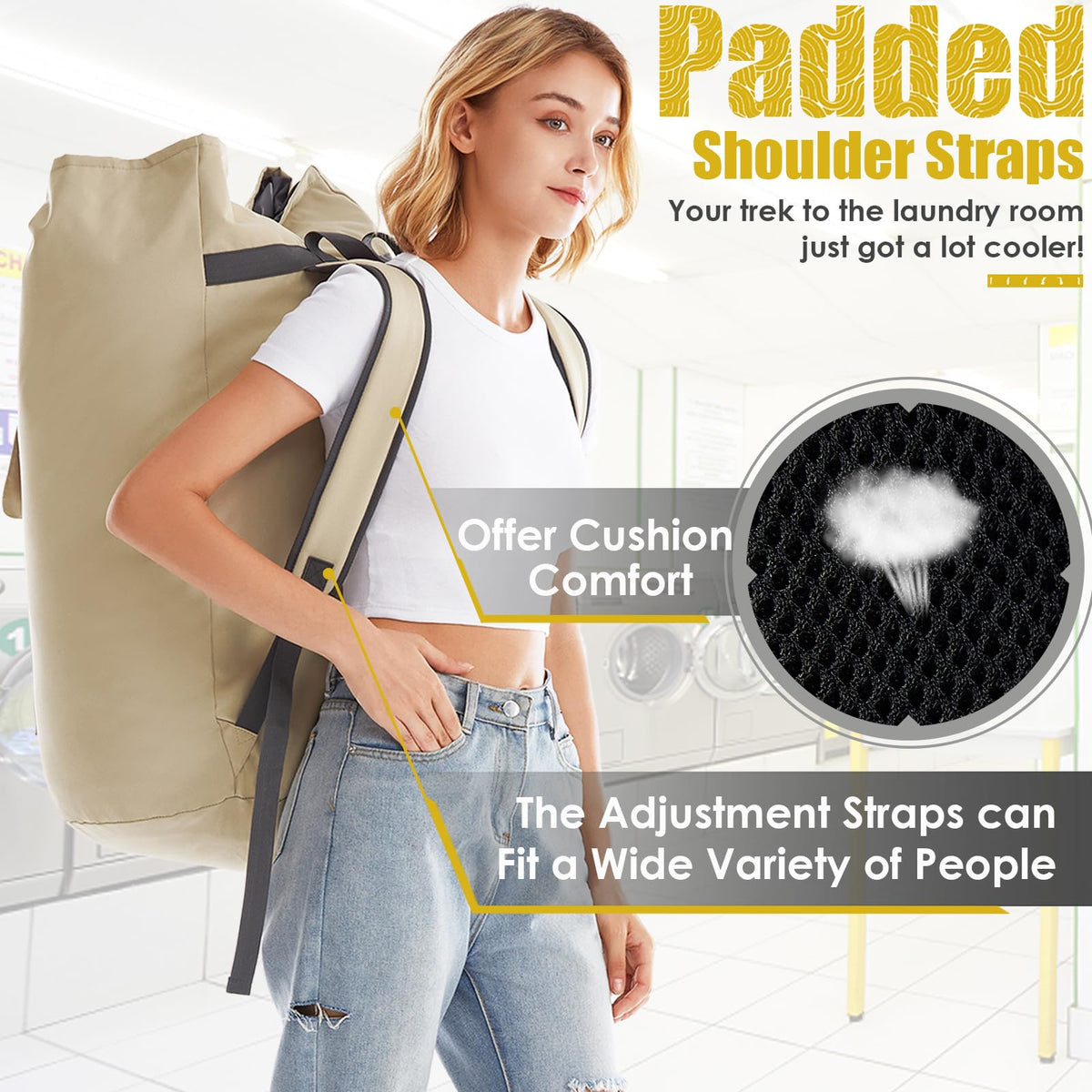 Azhido front pocket helps organize detergent and small accessories.