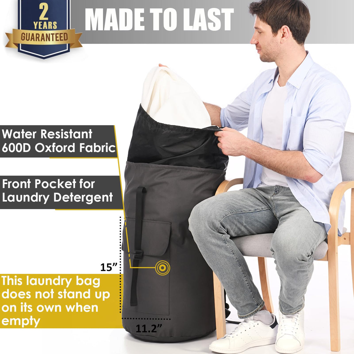 Azhido heavy duty laundry backpack with reinforced stitching for durability