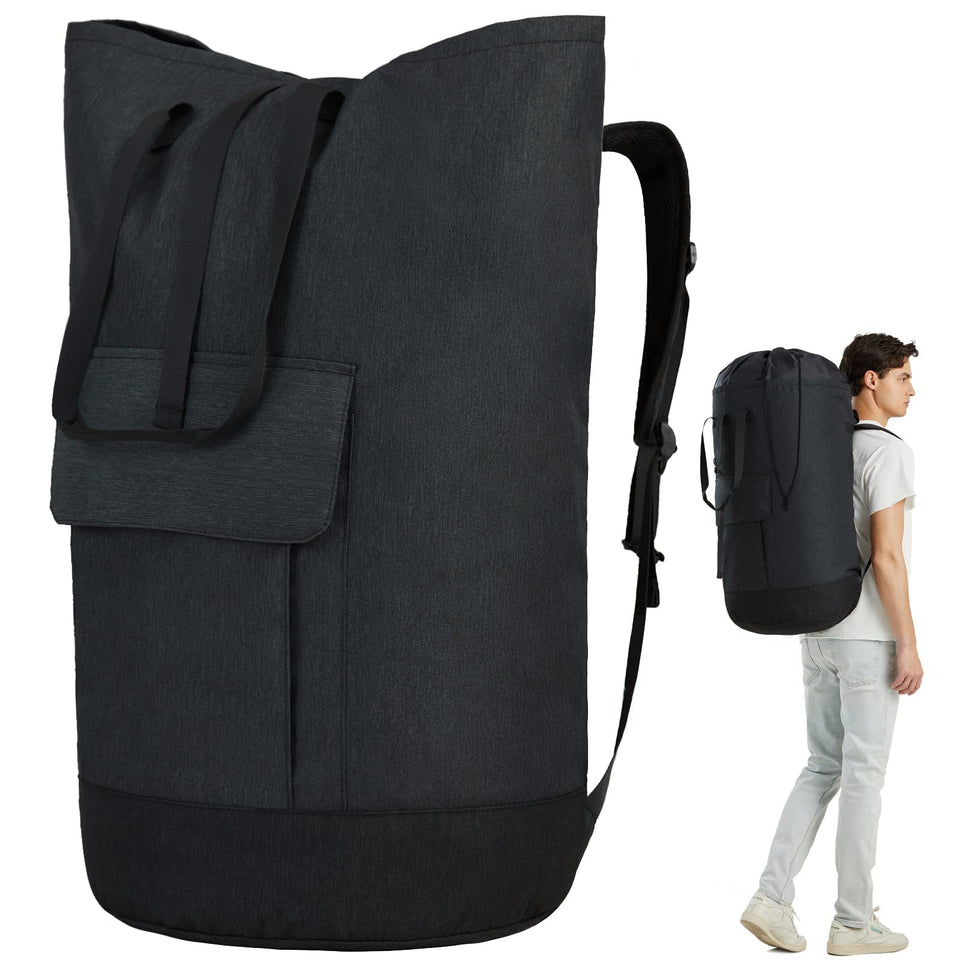 Azhido laundry backpack with extended top for extra capacity and easy loading
