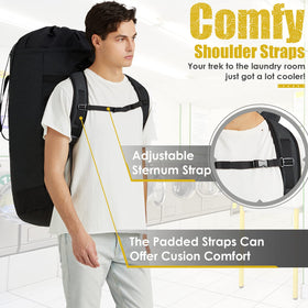 Azhido laundry backpack features soft padded straps for comfortable long walks