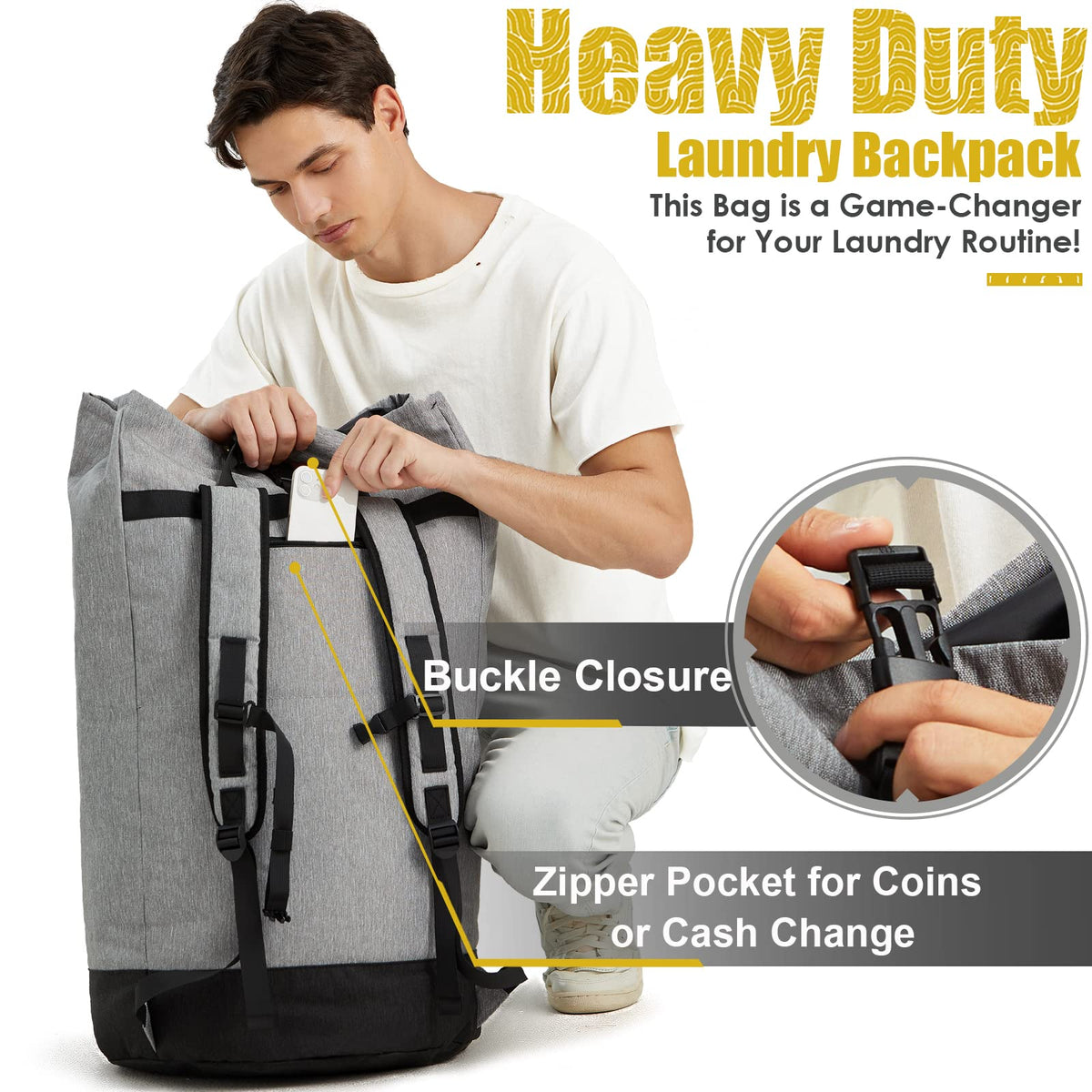 Azhido laundry bag for multiple uses, including dorm life, travel, and camping.