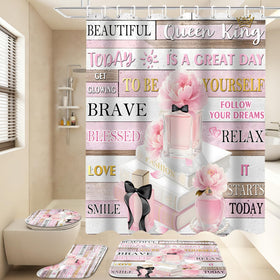 AZHM bath mat with rose gold quotes provides plush comfort and quick drying