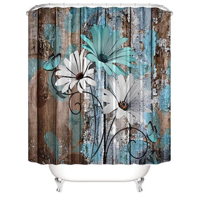 AZHM Farmhouse Flower bath mat with anti-slip underside for safety and comfort.