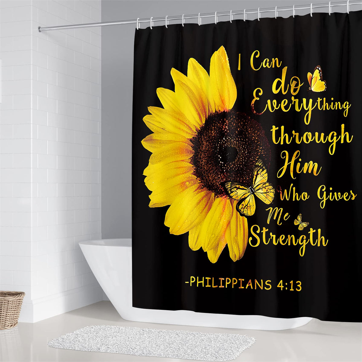 AZHM sunflower bath rug, 29-5x17-7 inches, plush and quick-drying