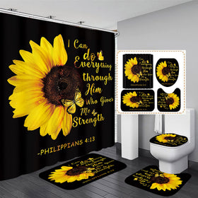 AZHM sunflower curtain, 71x71 inches, brightens any bathroom