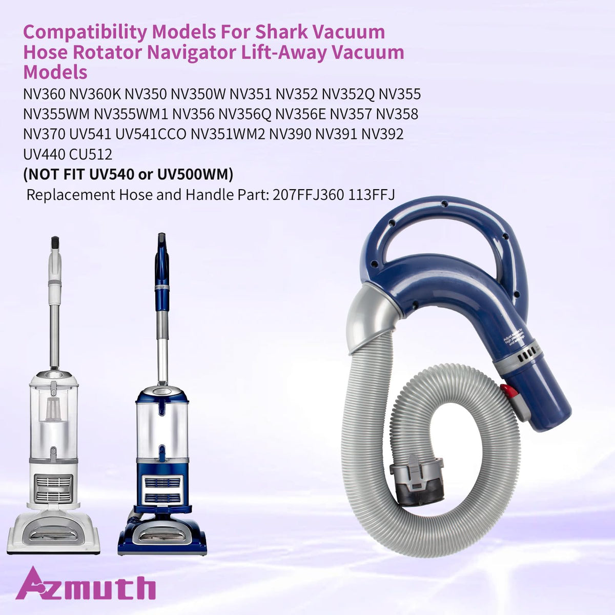 Azmuth Shark Navigator hose extended reach for thorough cleaning.