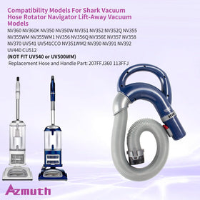 Azmuth Shark Navigator hose extended reach for thorough cleaning.