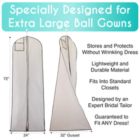 Azure Aster Bridal garment bag features durable non-woven fabric