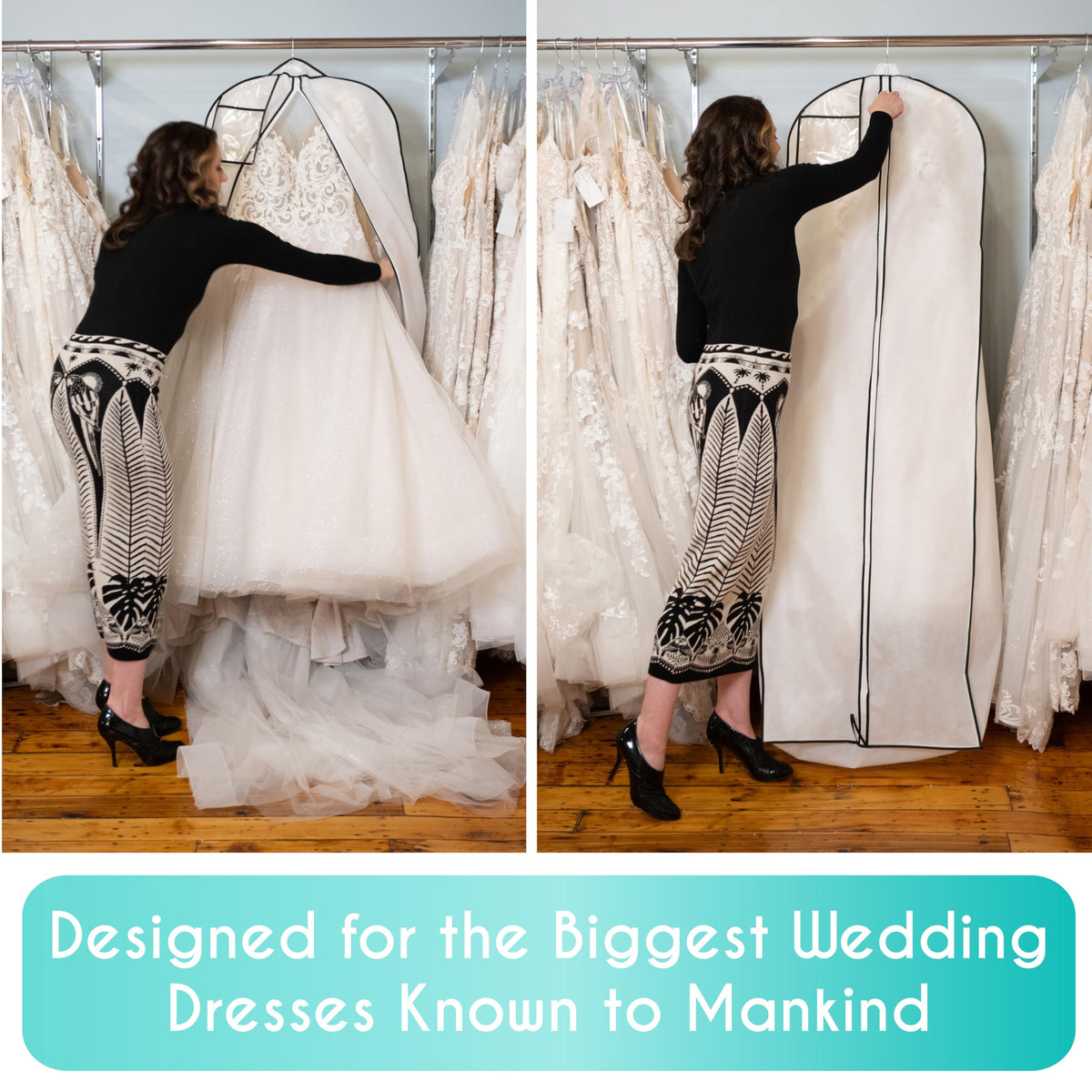 Zipper closure on Azure Aster Bridal bag keeps contents secure