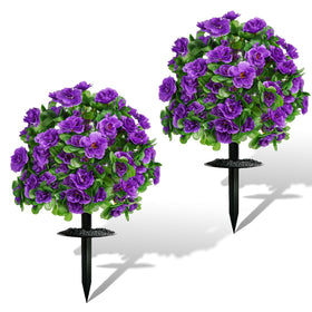 AZXVT artificial flowers outdoors: purple topiary ball with lifelike texture for patios