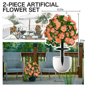 AZXVT silk rhododendron close-up in Tangerine for realistic outdoor look