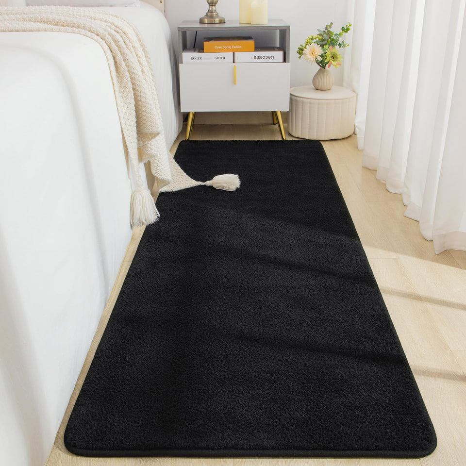 B BENRON soft-runner-bedroom-2x6-black for cozy comfort on cold floors