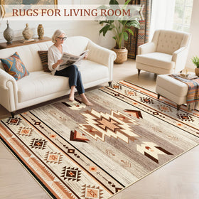 B BENRON Western rug 5x7 ft size provides balanced footprint for living rooms.