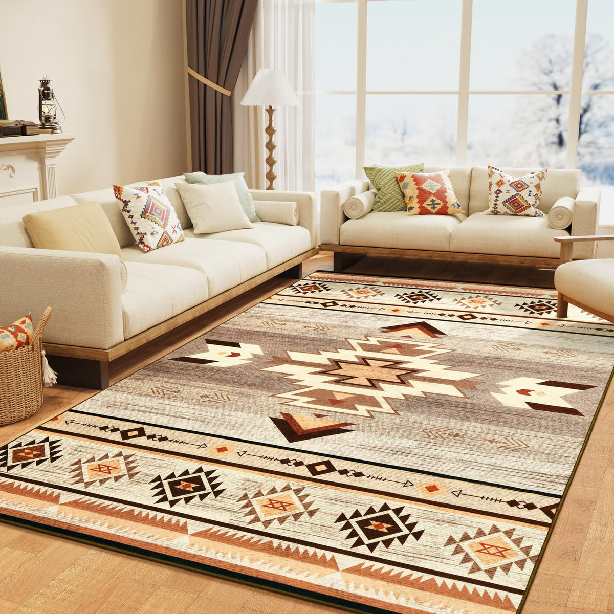 B BENRON Western rug with distressed pattern for cozy living rooms and inviting decor.